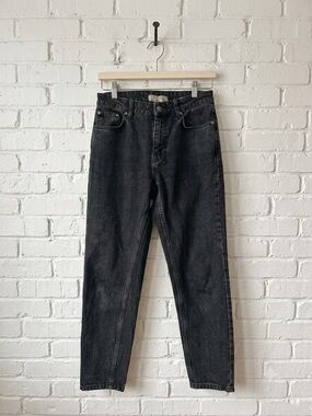 We The Free | Free People Black Washed High Rise Tapered Mom Jeans Size 26